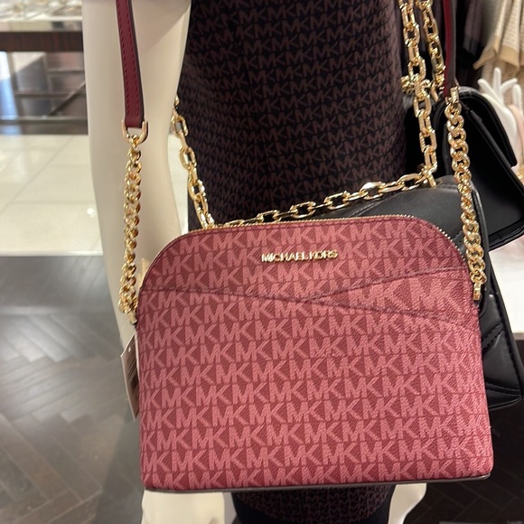 MICHAEL KORS Jet Set Medium Logo Dome Satchel Mulberry Multi - Picture 15 of 16